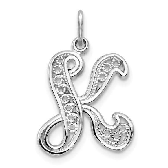 10KW Filigree Initial K Pendant,All Products : American Fashion Style Bags On Sale